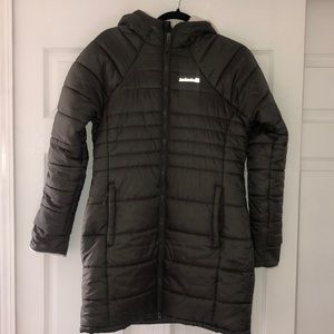 Avalanche winter long puffer coat thigh high size: Medium color: green olive